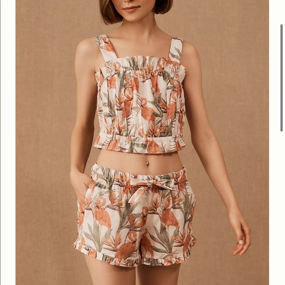 Anthropologie Flamingo PJ set